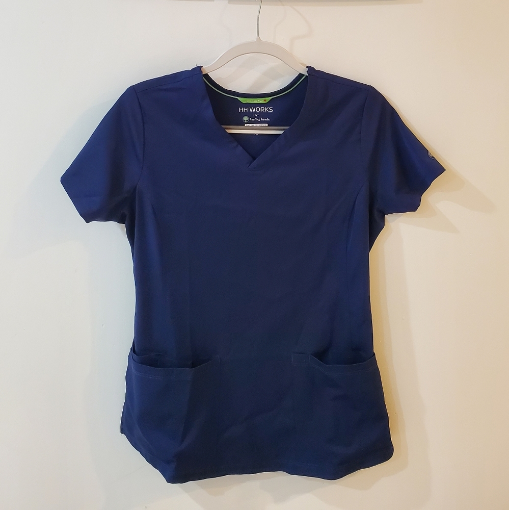 Healing Hands XS Navy Monica Women's 4-Pocket V-Neck STRETCH Scrub Top
